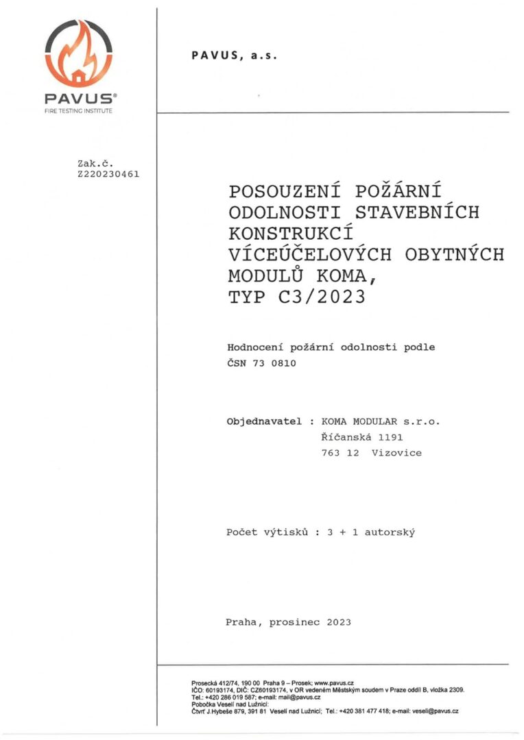 POSOUZENÍ POŽÁRNÍ ODOLONOSTI