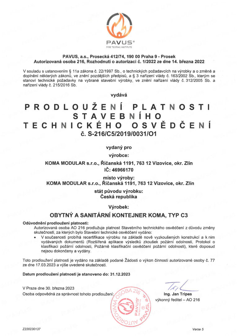 Obytný a sanitární kontejner TYP C3, StandardLine