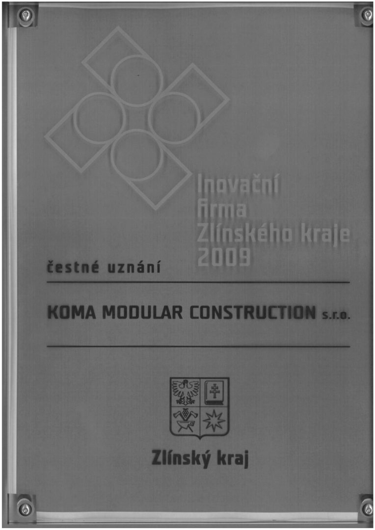 Čestné uznání v soutěži Inovační firma Zlínského kraje 2009